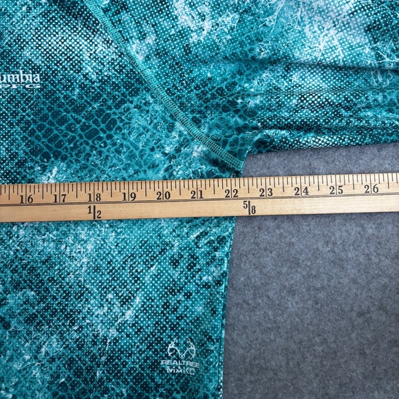 Columbia PFG Performance Long Sleeve Shirt (M) Aqua Multi Green - Picture 9 of 11